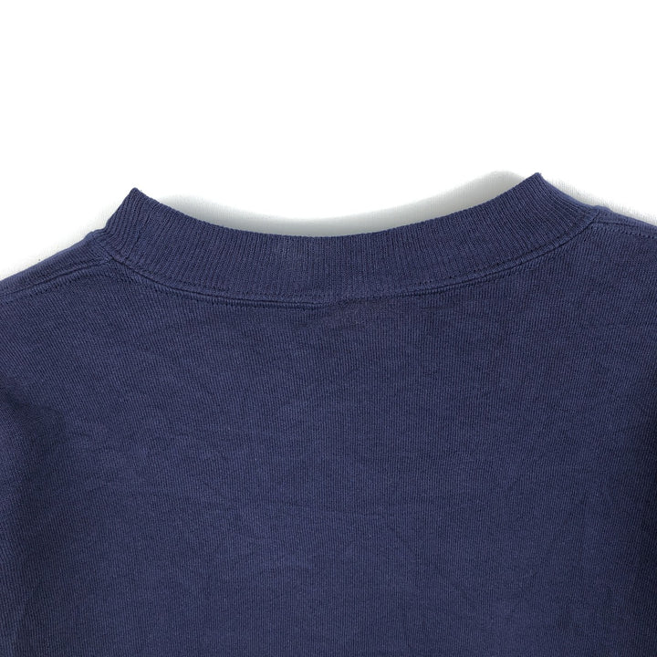 90'S Russell 3-row print college sweatshirt, made in USA, men's XL size, vintage cotton navy blue type Vintage Second Hand