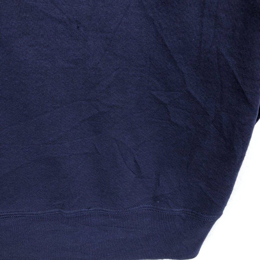 90'S Russell 3-row print college sweatshirt, made in USA, men's XL size, vintage cotton navy blue type Vintage Second Hand