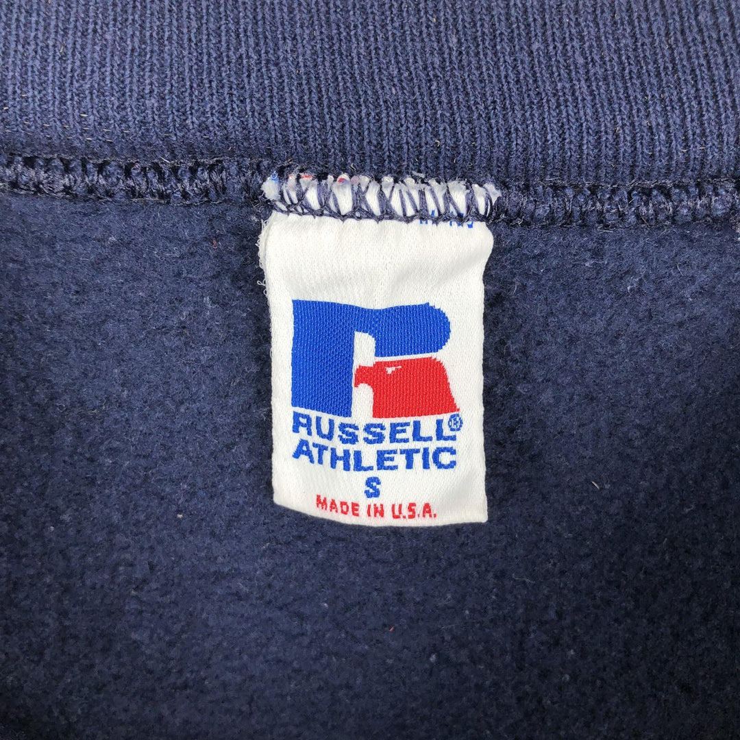 1990'S Russell MICHIGAN University of Michigan College Sweatshirt, Made in USA, Men's Size S (approx.), Vintage cotton navy blue type Vintage Second Hand