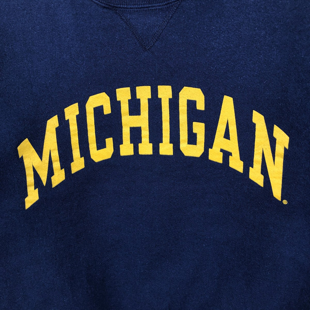 1990'S Russell MICHIGAN University of Michigan College Sweatshirt, Made in USA, Men's Size S (approx.), Vintage cotton navy blue type Vintage Second Hand