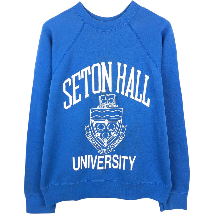 Printed college sweatshirt, men's size L cotton blue type Vintage Second Hand
