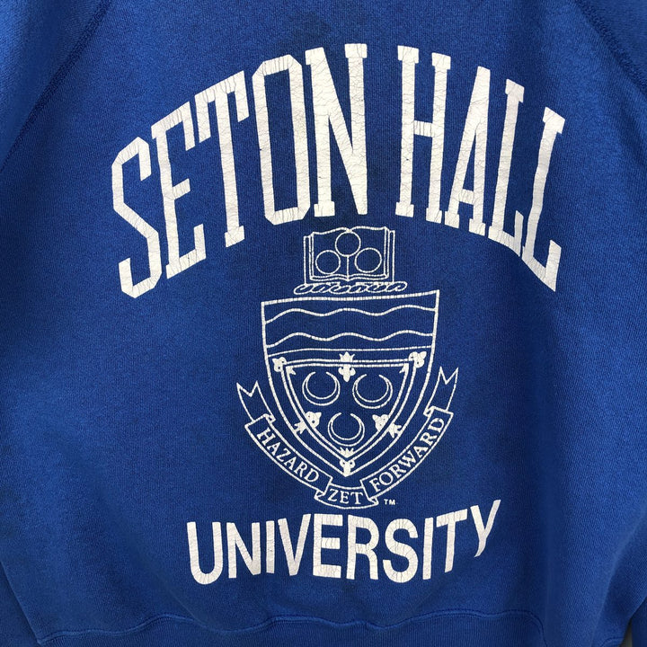 Printed college sweatshirt, men's size L cotton blue type Vintage Second Hand
