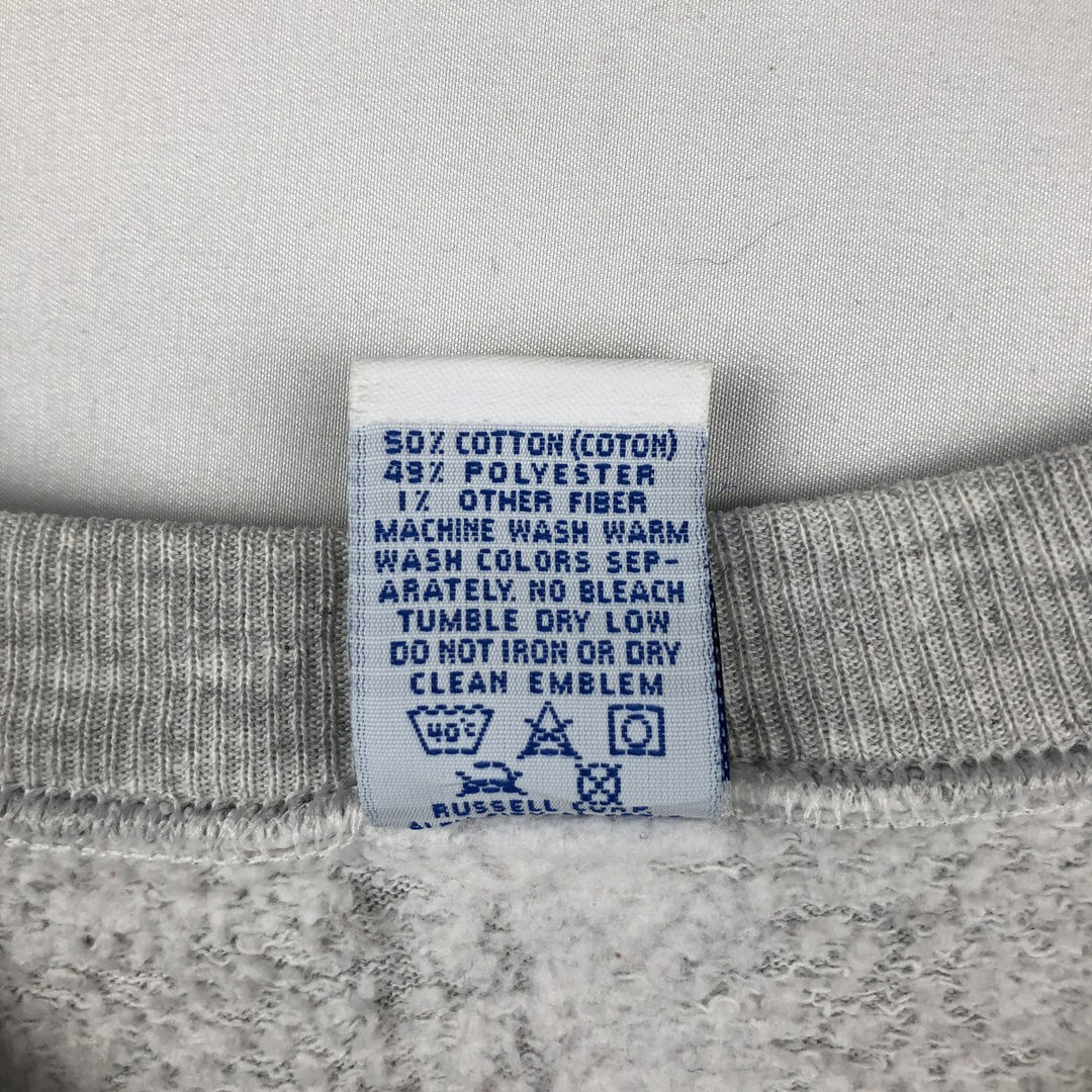 90'S Russell College Sweatshirt, Made in USA, Men's L, Vintage cotton gray type Vintage Second Hand