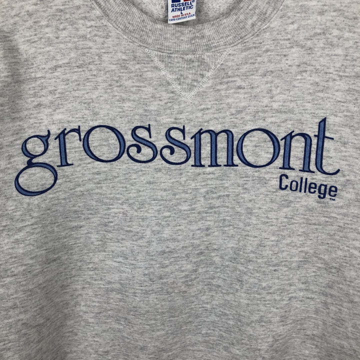 90'S Russell College Sweatshirt, Made in USA, Men's L, Vintage cotton gray type Vintage Second Hand