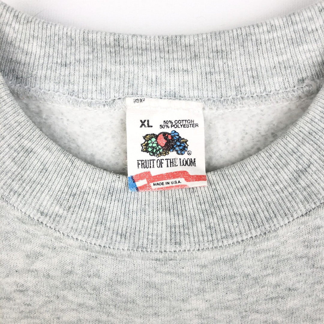 Fruit of the Loom College Sweatshirt, Made in USA, Men's XL equivalent, Vintage. cotton gray type Vintage Second Hand