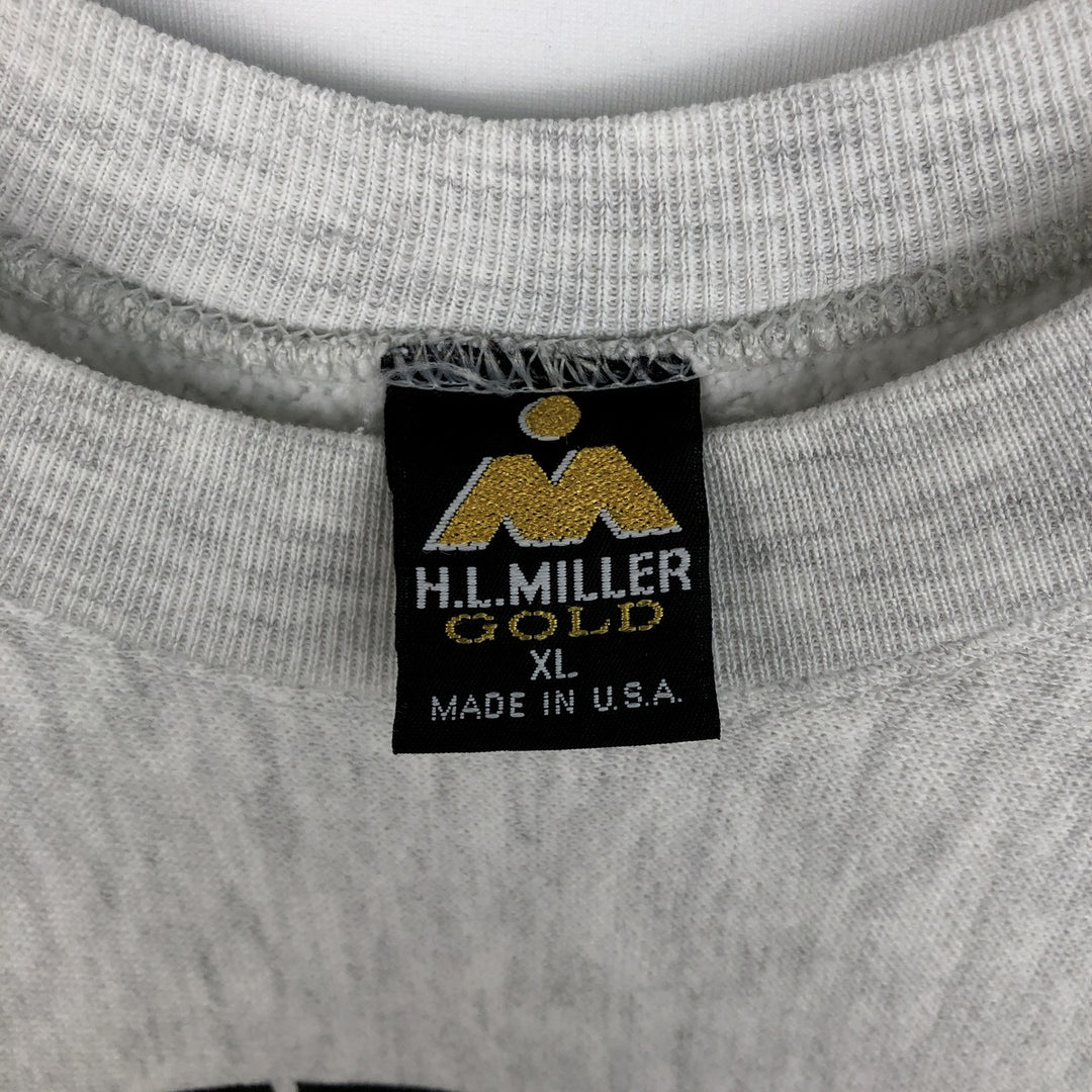 90'S HL Miller Gold College Sweatshirt, Made in USA, Men's XL equivalent, Vintage polyester gray type Vintage Second Hand