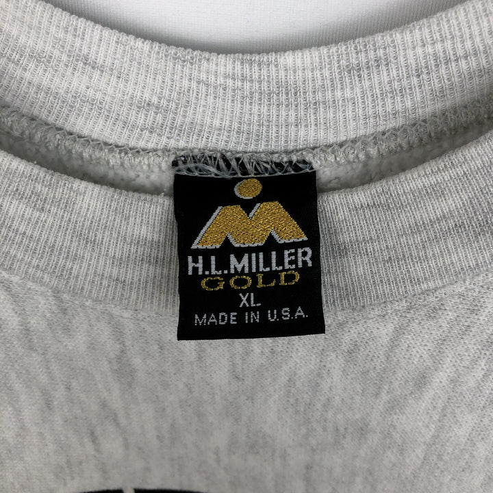 90'S HL Miller Gold College Sweatshirt, Made in USA, Men's XL equivalent, Vintage polyester gray type Vintage Second Hand