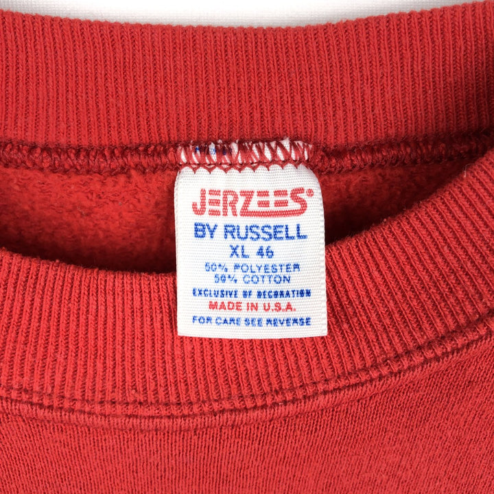 80'S Jerseys University of Wisconsin College Character Sweatshirt, Made in USA, Men's XL equivalent. polyester red type Vintage Second Hand