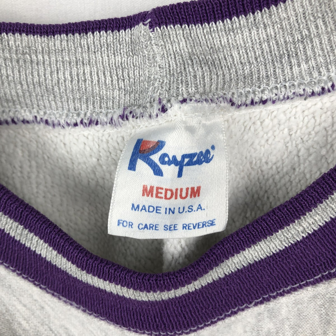80s-90'S Kayzee College Sweatshirt, Made in USA, Men's Size M (Equivalent), Vintage cotton gray type Vintage Second Hand