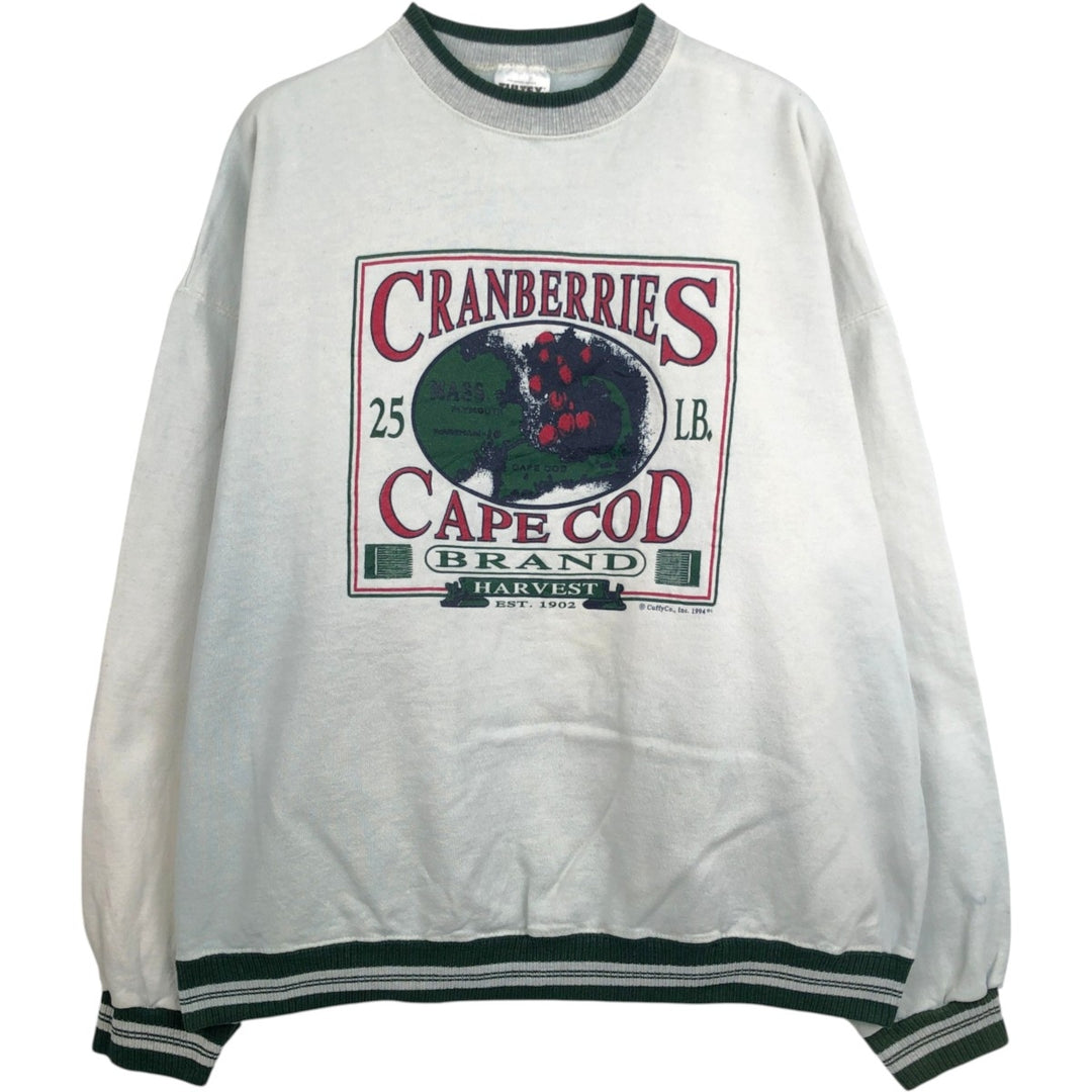 90'S TULTEX printed sweatshirt, made in USA, men's XL size, vintage cotton white type Vintage Second Hand