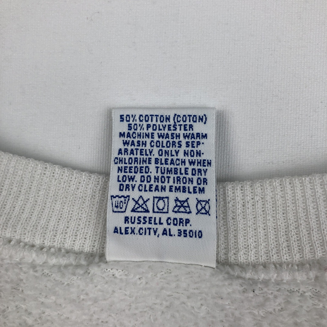 90'S Russell printed sweatshirt, sweatshirt, made in USA, men's XL size, vintage cotton white type Vintage Second Hand