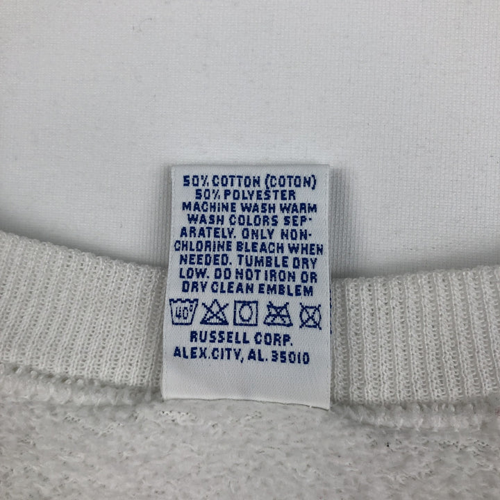 90'S Russell printed sweatshirt, sweatshirt, made in USA, men's XL size, vintage cotton white type Vintage Second Hand