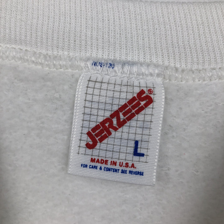 90'S Jerzees printed sweatshirt, men's size L equivalent, vintage. cotton white type Vintage Second Hand