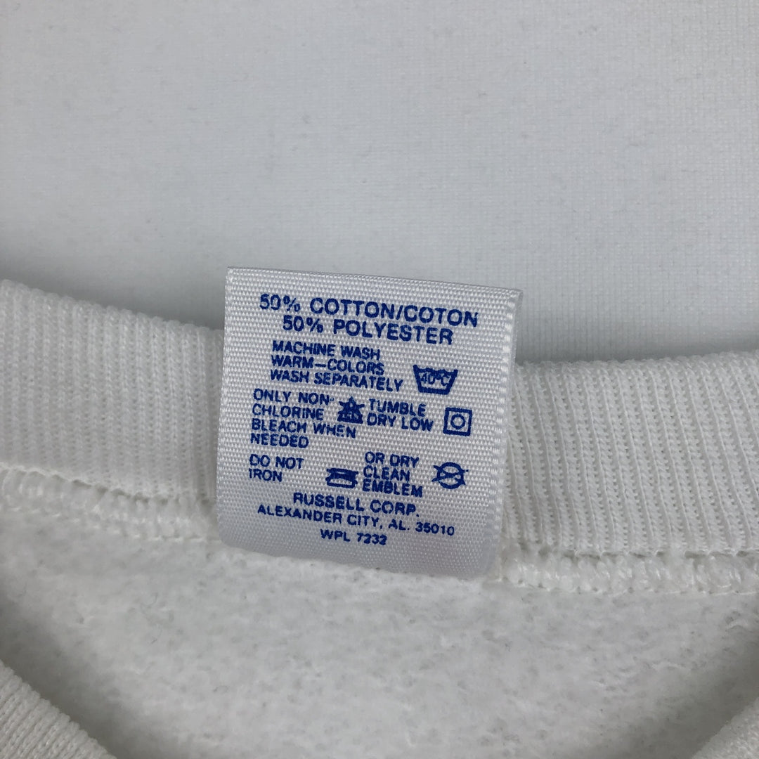 90'S Jerzees printed sweatshirt, men's size L equivalent, vintage. cotton white type Vintage Second Hand