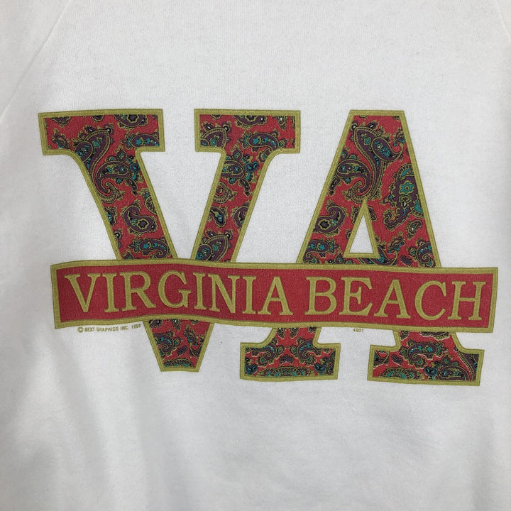 90'S Jerzees printed sweatshirt, men's size L equivalent, vintage. cotton white type Vintage Second Hand
