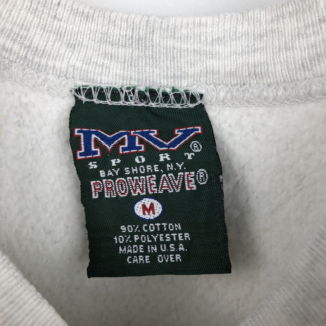 90'S MV SPORT PROWEAVE Print Sweatshirt, Made in USA, Men's Size M (Equivalent), Vintage cotton gray type Vintage Second Hand