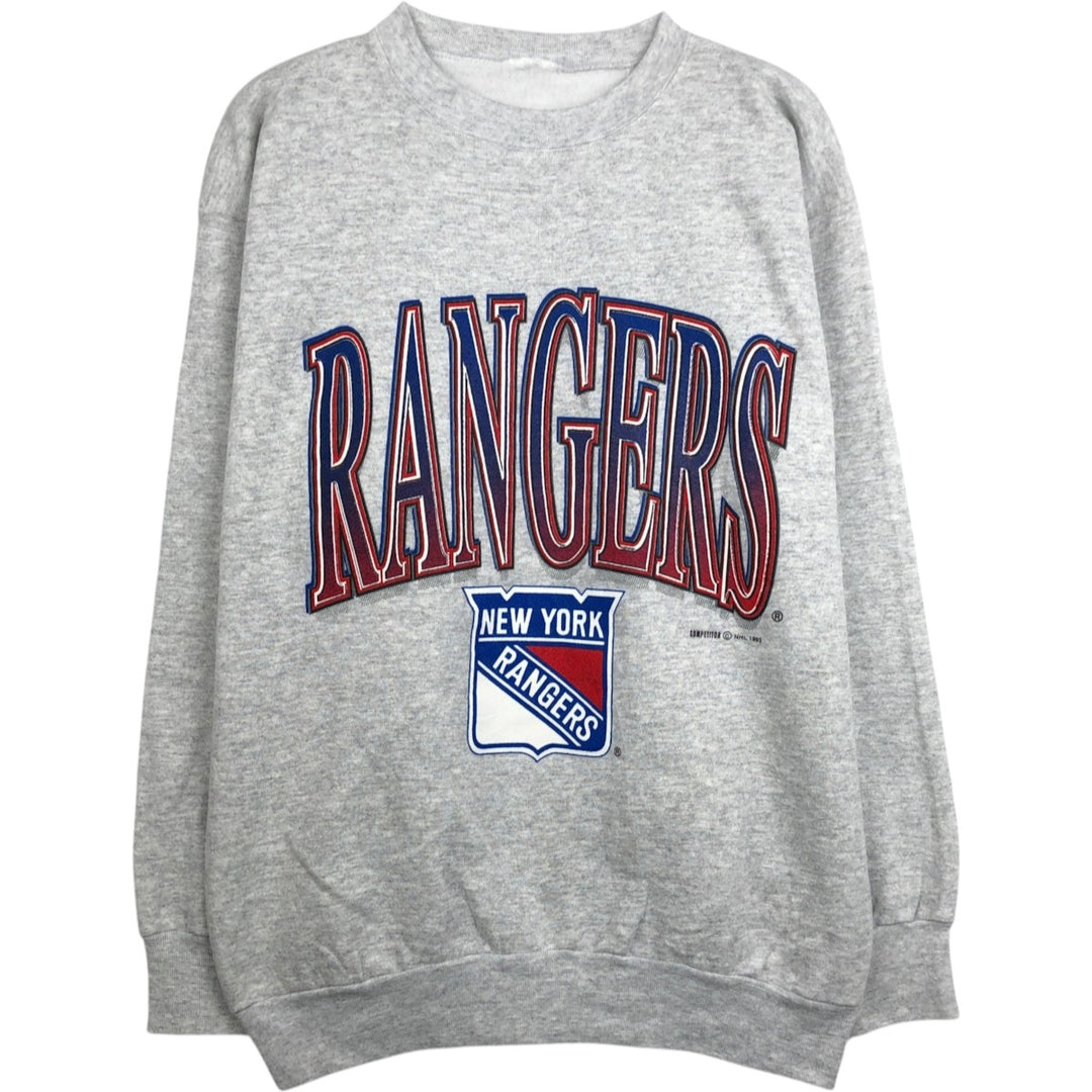 1990'S NHL New York Rangers Print Sweatshirt, Men's Size L (approx.), Vintage unclear gray type Vintage Second Hand