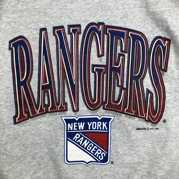 1990'S NHL New York Rangers Print Sweatshirt, Men's Size L (approx.), Vintage unclear gray type Vintage Second Hand