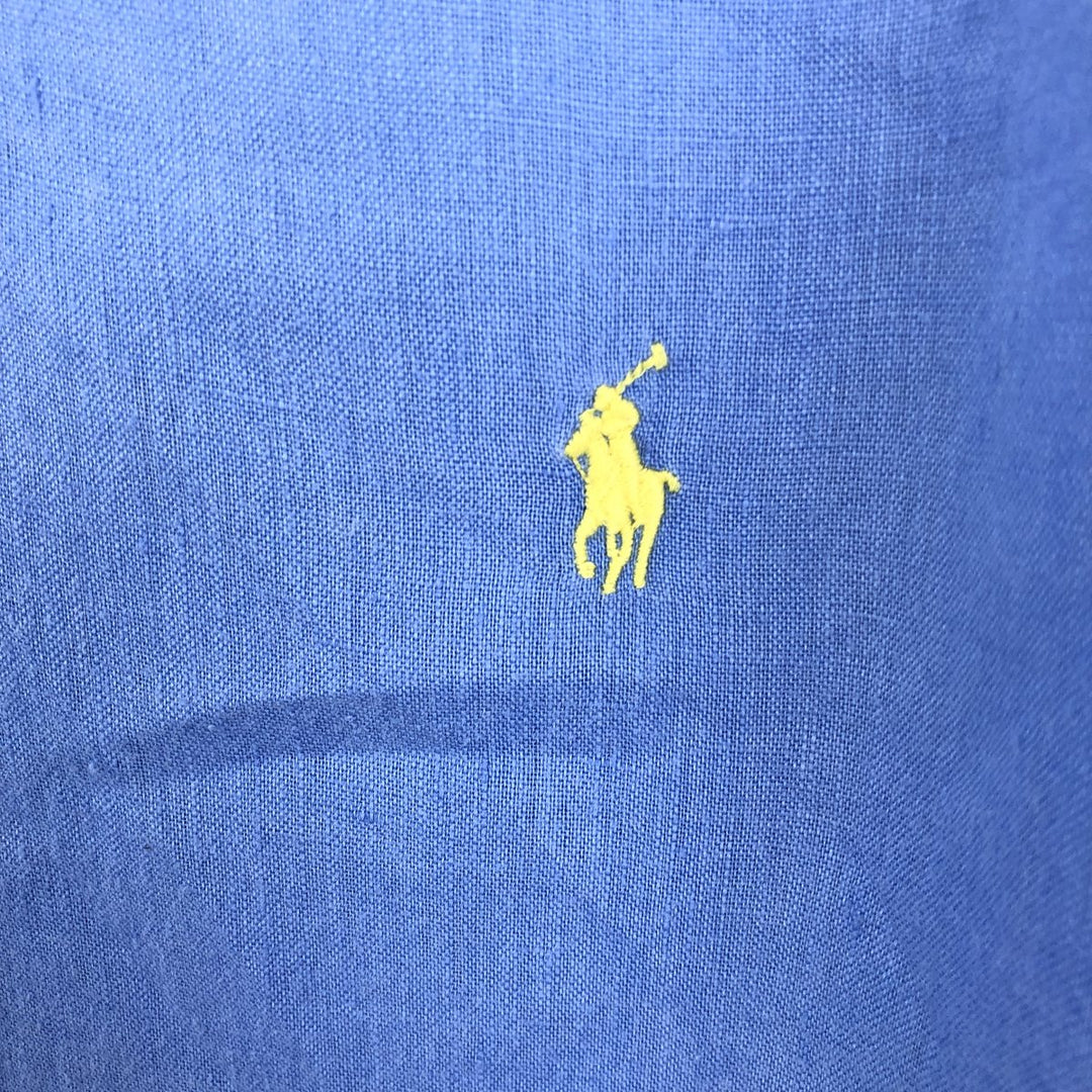 Ralph Lauren POLO RALPH LAUREN CUSTOM FIT Long-Sleeve Linen Button-Down Shirt, Men's Size XXL (approx.) linen blue type Vintage Second Hand