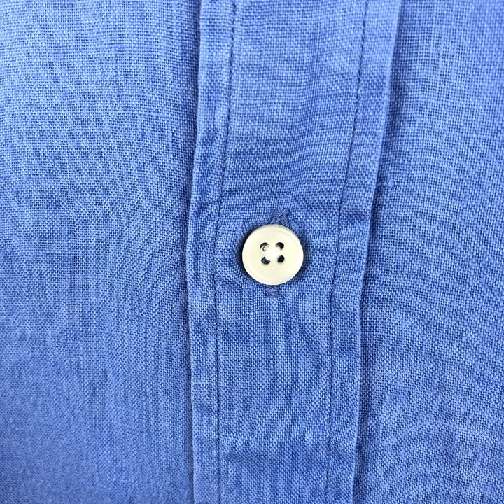 Ralph Lauren POLO RALPH LAUREN CUSTOM FIT Long-Sleeve Linen Button-Down Shirt, Men's Size XXL (approx.) linen blue type Vintage Second Hand