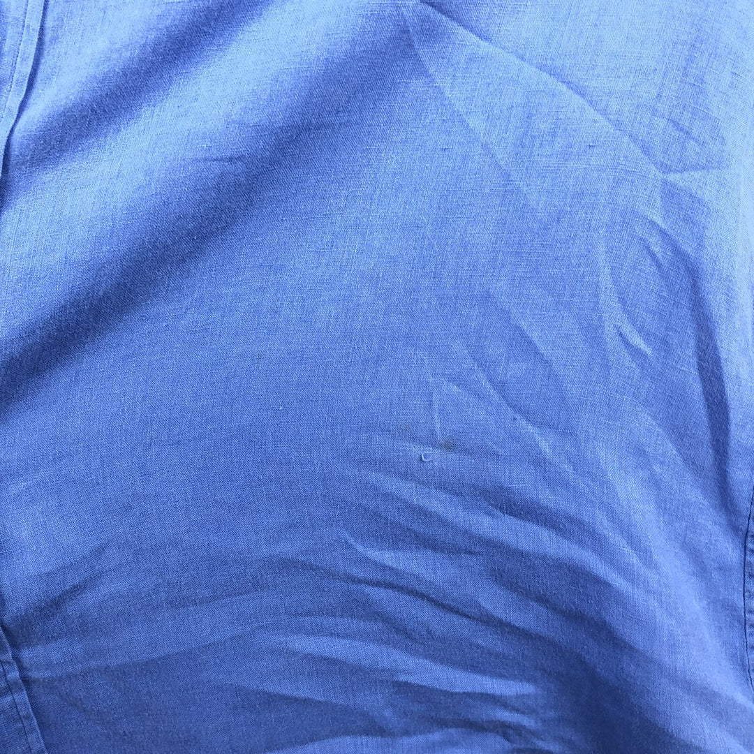 Ralph Lauren POLO RALPH LAUREN CUSTOM FIT Long-Sleeve Linen Button-Down Shirt, Men's Size XXL (approx.) linen blue type Vintage Second Hand