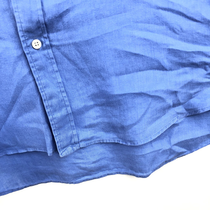 Ralph Lauren POLO RALPH LAUREN CUSTOM FIT Long-Sleeve Linen Button-Down Shirt, Men's Size XXL (approx.) linen blue type Vintage Second Hand