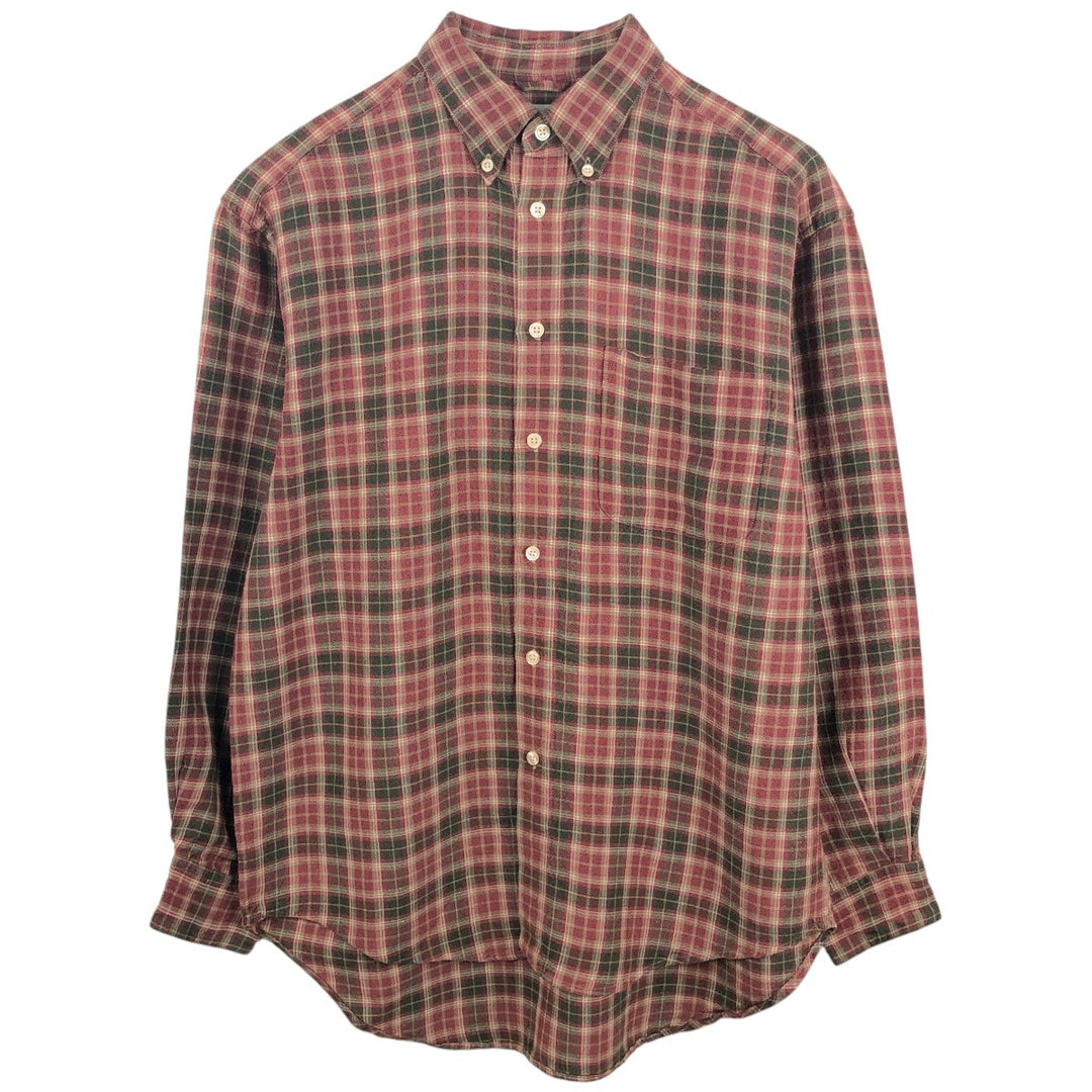 90'S GAP Old Gap Check Pattern Long Sleeve Ramie x Rayon Button-Down Shirt Men's Size M (Equivalent) Vintage Lamy red type Vintage Second Hand