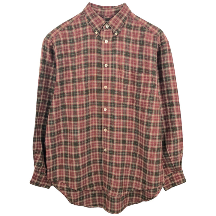 90'S GAP Old Gap Check Pattern Long Sleeve Ramie x Rayon Button-Down Shirt Men's Size M (Equivalent) Vintage Lamy red type Vintage Second Hand