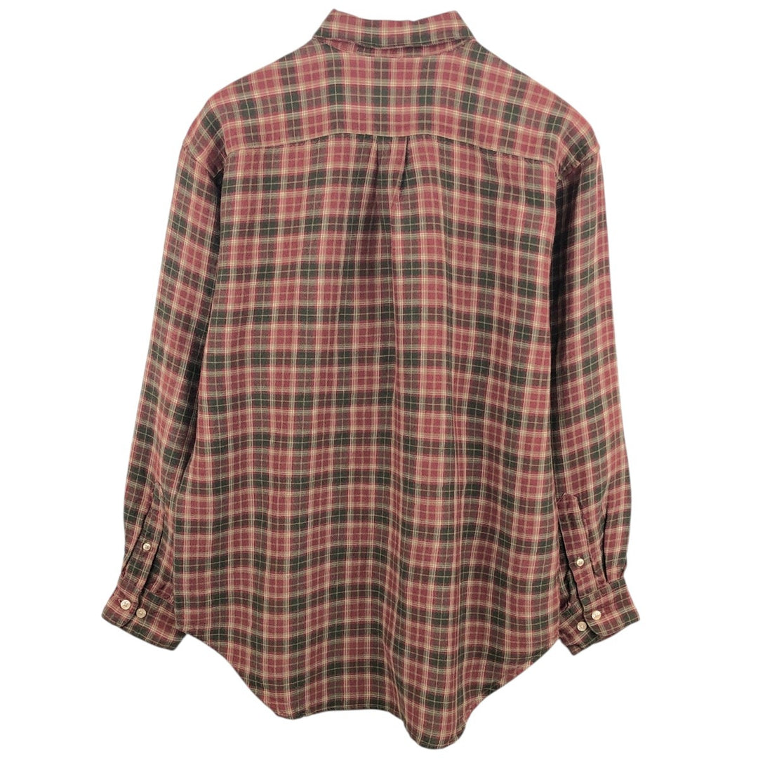 90'S GAP Old Gap Check Pattern Long Sleeve Ramie x Rayon Button-Down Shirt Men's Size M (Equivalent) Vintage Lamy red type Vintage Second Hand