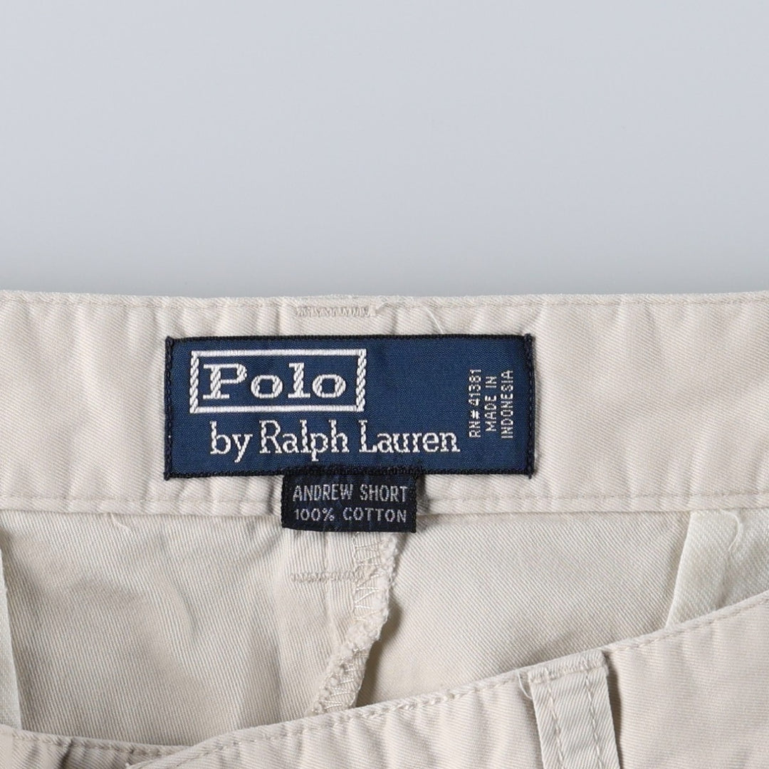 Ralph Lauren POLO by Ralph Lauren ANDREW SHORT Two-pleat chino shorts, short pants, men's size W32 cotton Beige type Vintage Second Hand