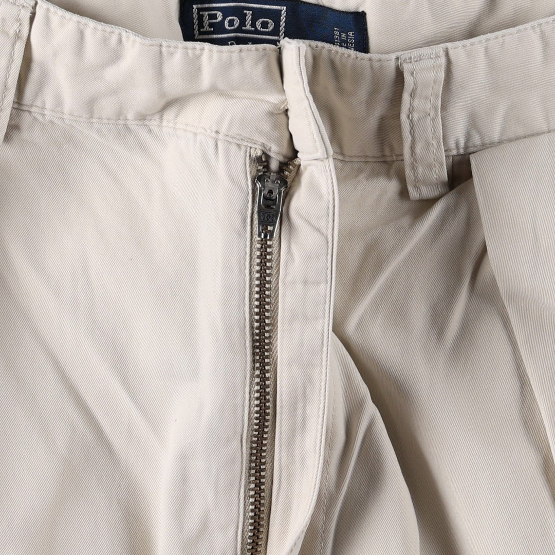 Ralph Lauren POLO by Ralph Lauren ANDREW SHORT Two-pleat chino shorts, short pants, men's size W32 cotton Beige type Vintage Second Hand