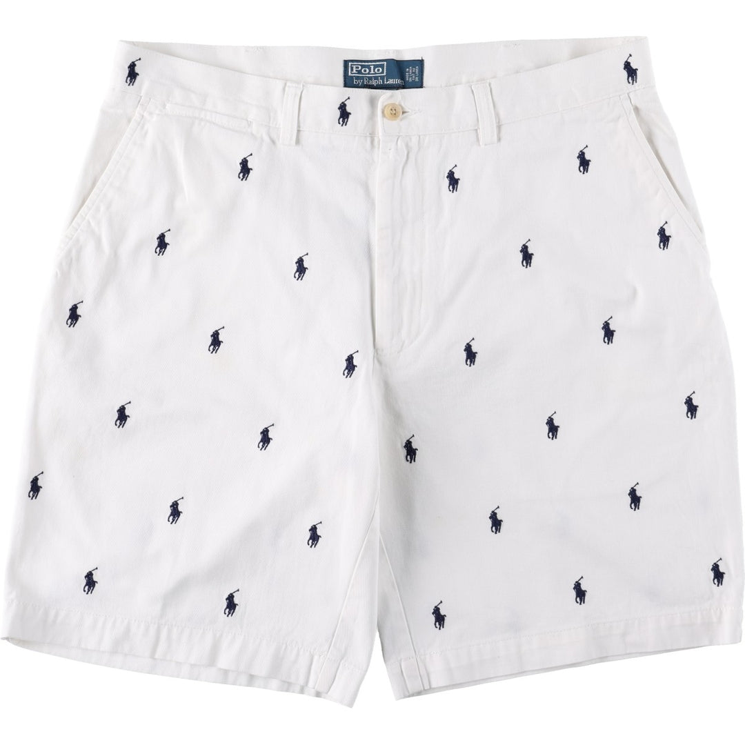 Ralph Lauren POLO by Ralph Lauren PROSPECT SHORT All-Over Print Chino Shorts, Men's Size W37 cotton white type Vintage Second Hand