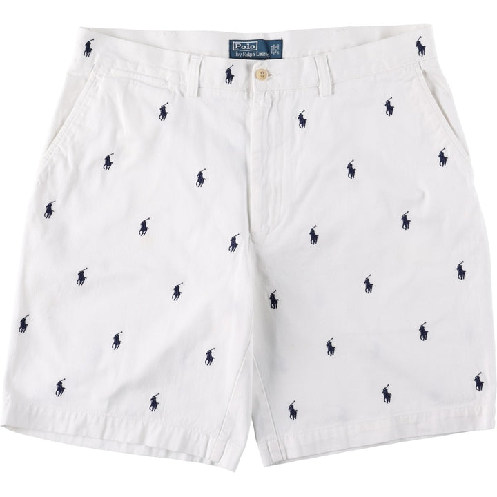 Ralph Lauren POLO by Ralph Lauren PROSPECT SHORT All-Over Print Chino Shorts, Men's Size W37 cotton white type Vintage Second Hand