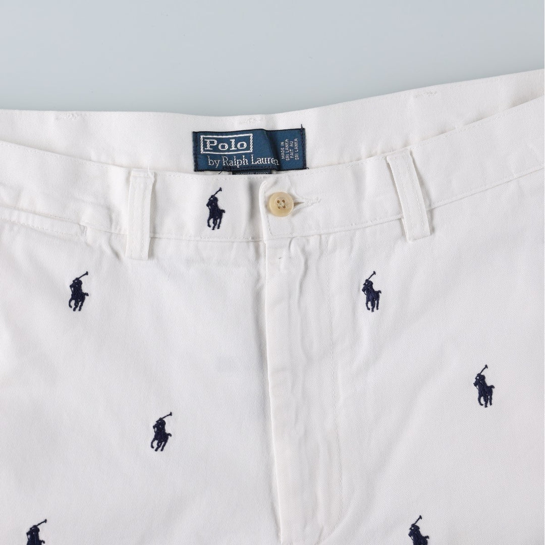 Ralph Lauren POLO by Ralph Lauren PROSPECT SHORT All-Over Print Chino Shorts, Men's Size W37 cotton white type Vintage Second Hand