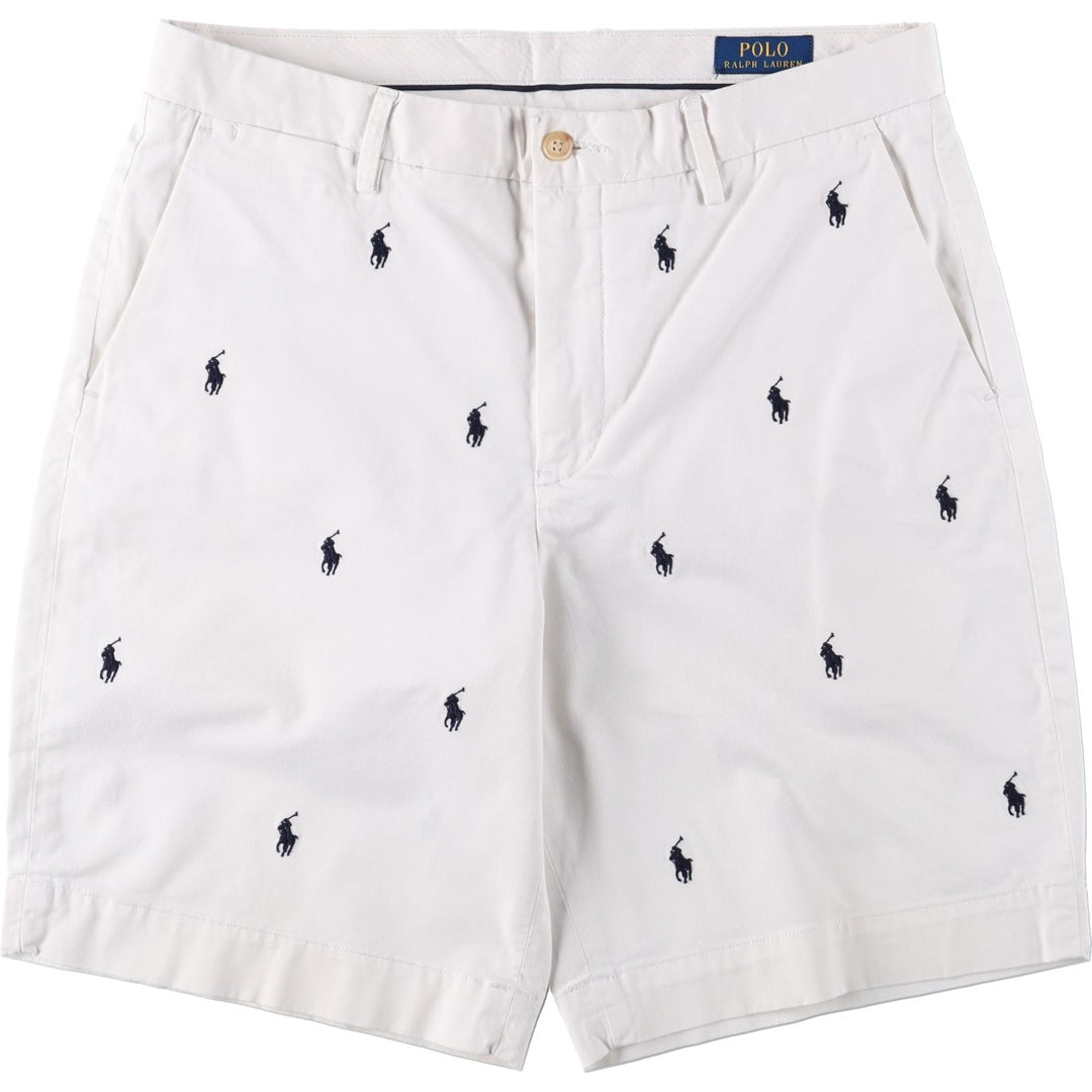 Ralph Lauren POLO RALPH LAUREN STRUTCH CLASSIC FIT all-over print chino shorts, men's size W34 (approx.) cotton white type Vintage Second Hand
