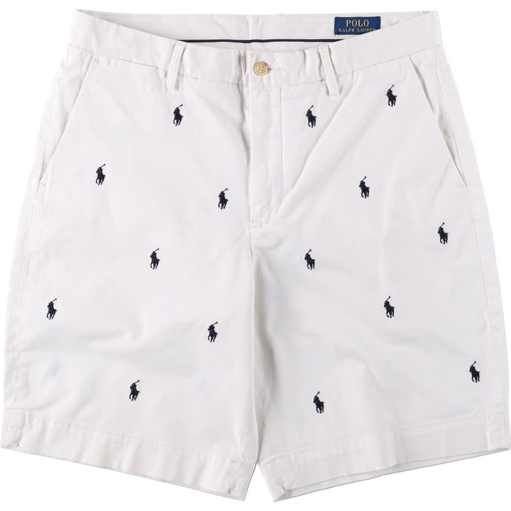 Ralph Lauren POLO RALPH LAUREN STRUTCH CLASSIC FIT all-over print chino shorts, men's size W34 (approx.) cotton white type Vintage Second Hand