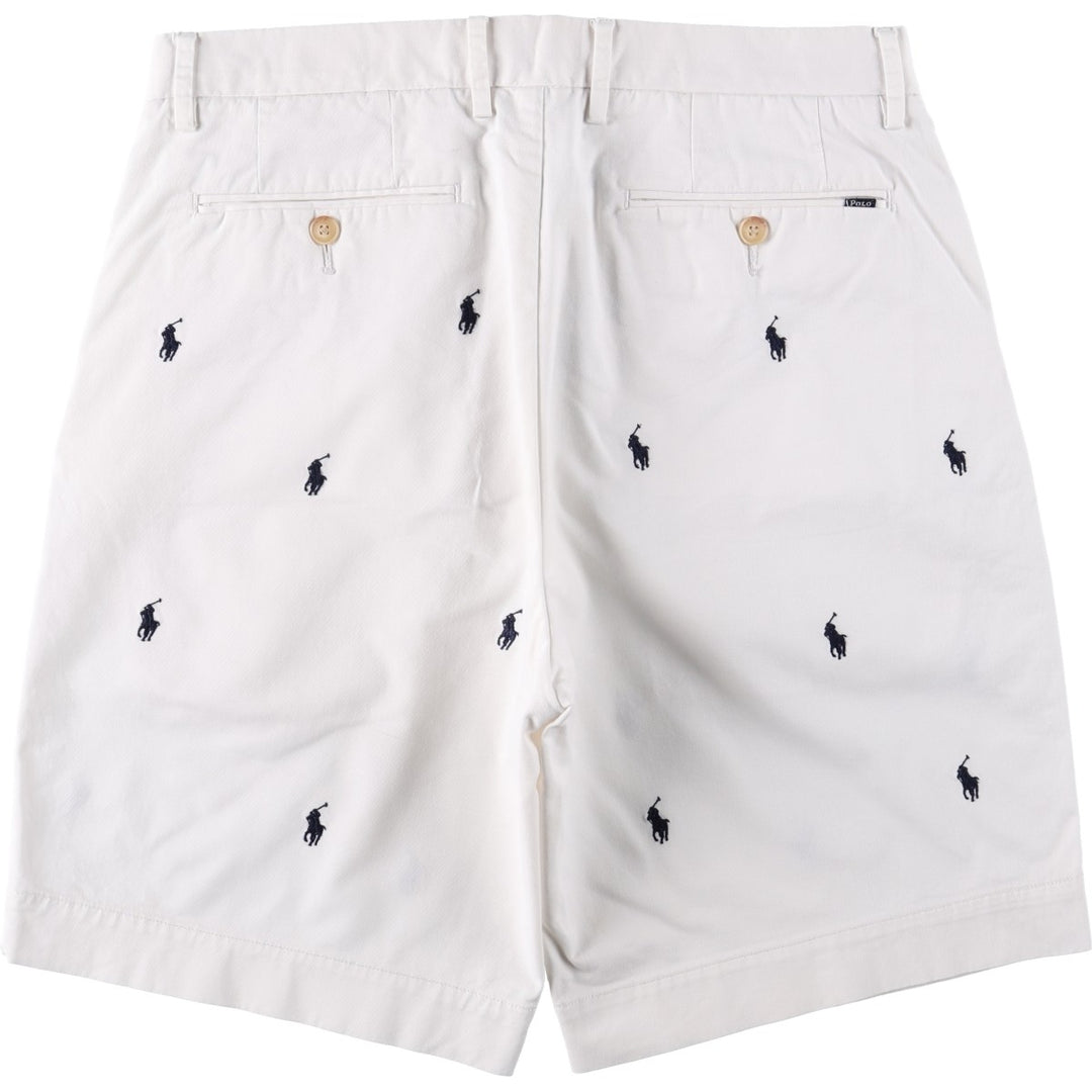 Ralph Lauren POLO RALPH LAUREN STRUTCH CLASSIC FIT all-over print chino shorts, men's size W34 (approx.) cotton white type Vintage Second Hand