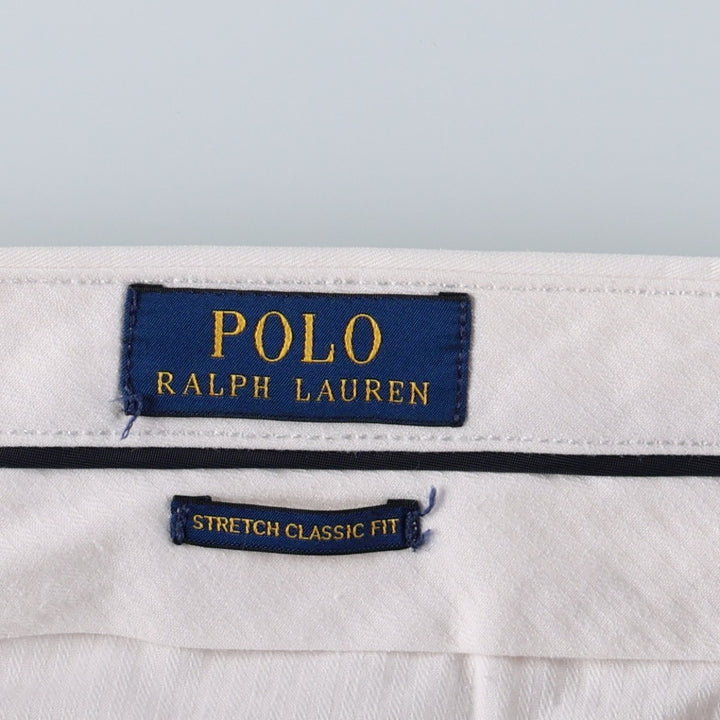 Ralph Lauren POLO RALPH LAUREN STRUTCH CLASSIC FIT all-over print chino shorts, men's size W34 (approx.) cotton white type Vintage Second Hand