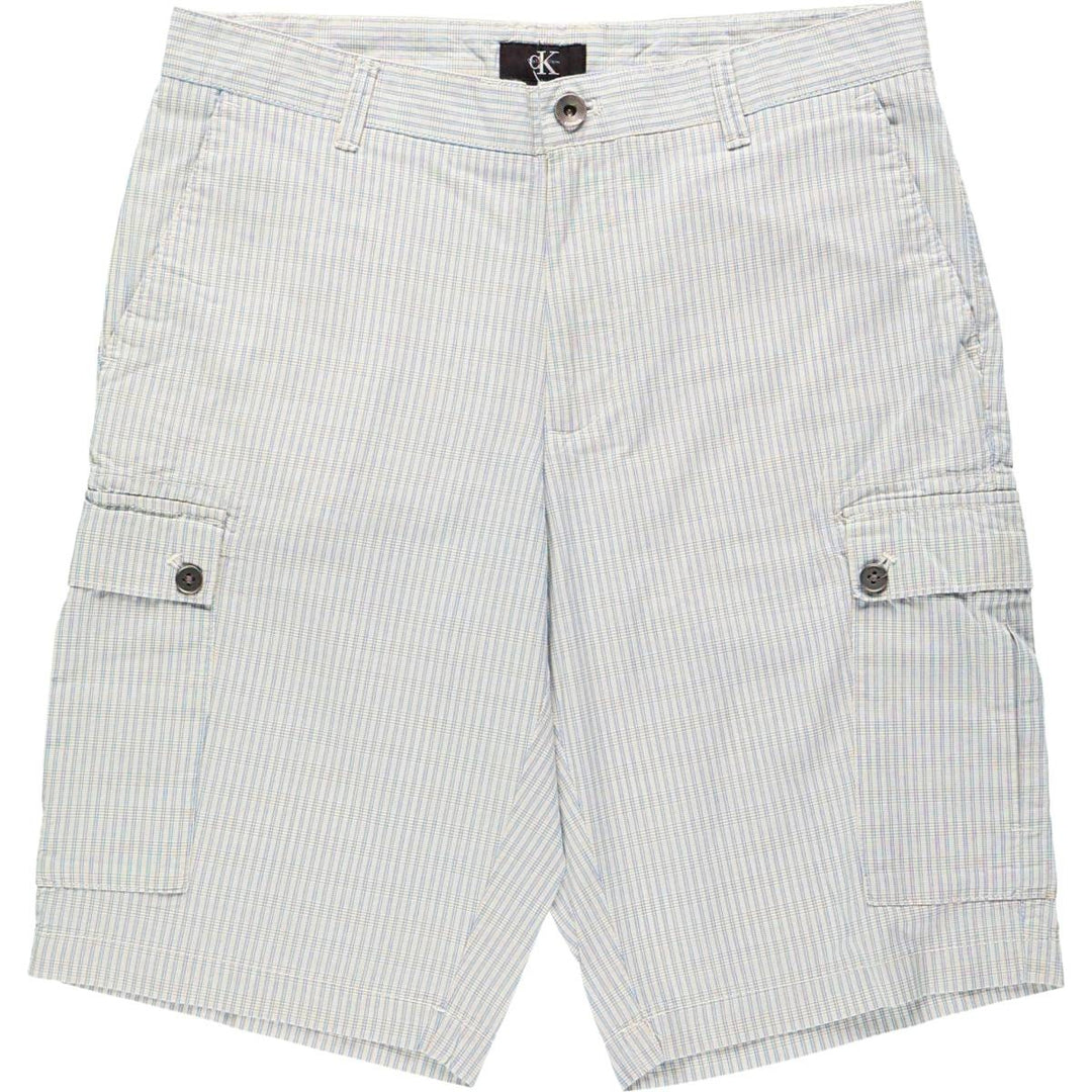 90s-00'S Calvin Klein Check Pattern Cargo Shorts, Men's Size W34 (approx.), Vintage cotton white type Vintage Second Hand