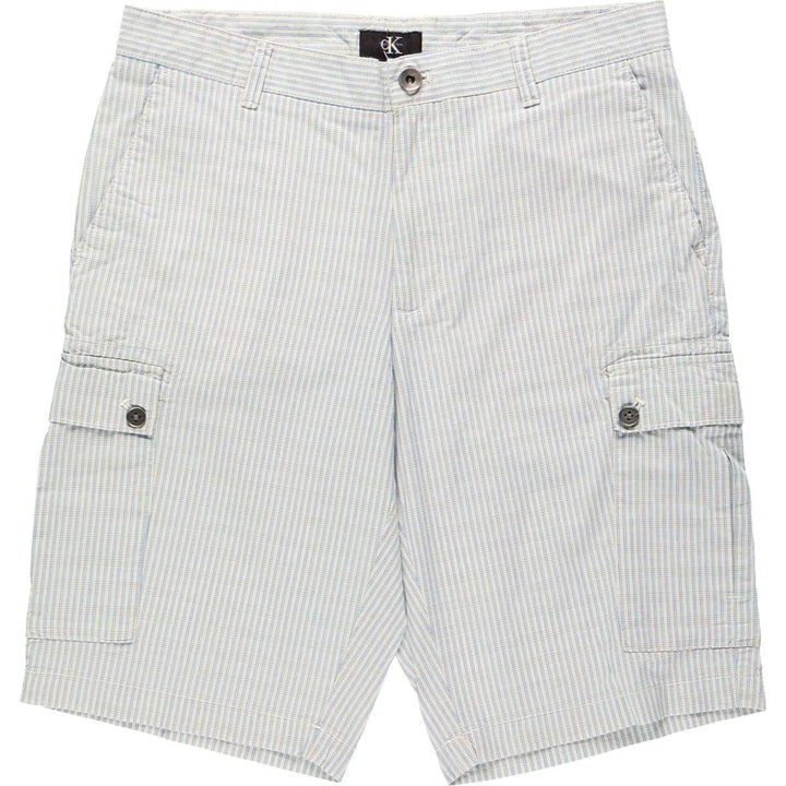 90s-00'S Calvin Klein Check Pattern Cargo Shorts, Men's Size W34 (approx.), Vintage cotton white type Vintage Second Hand
