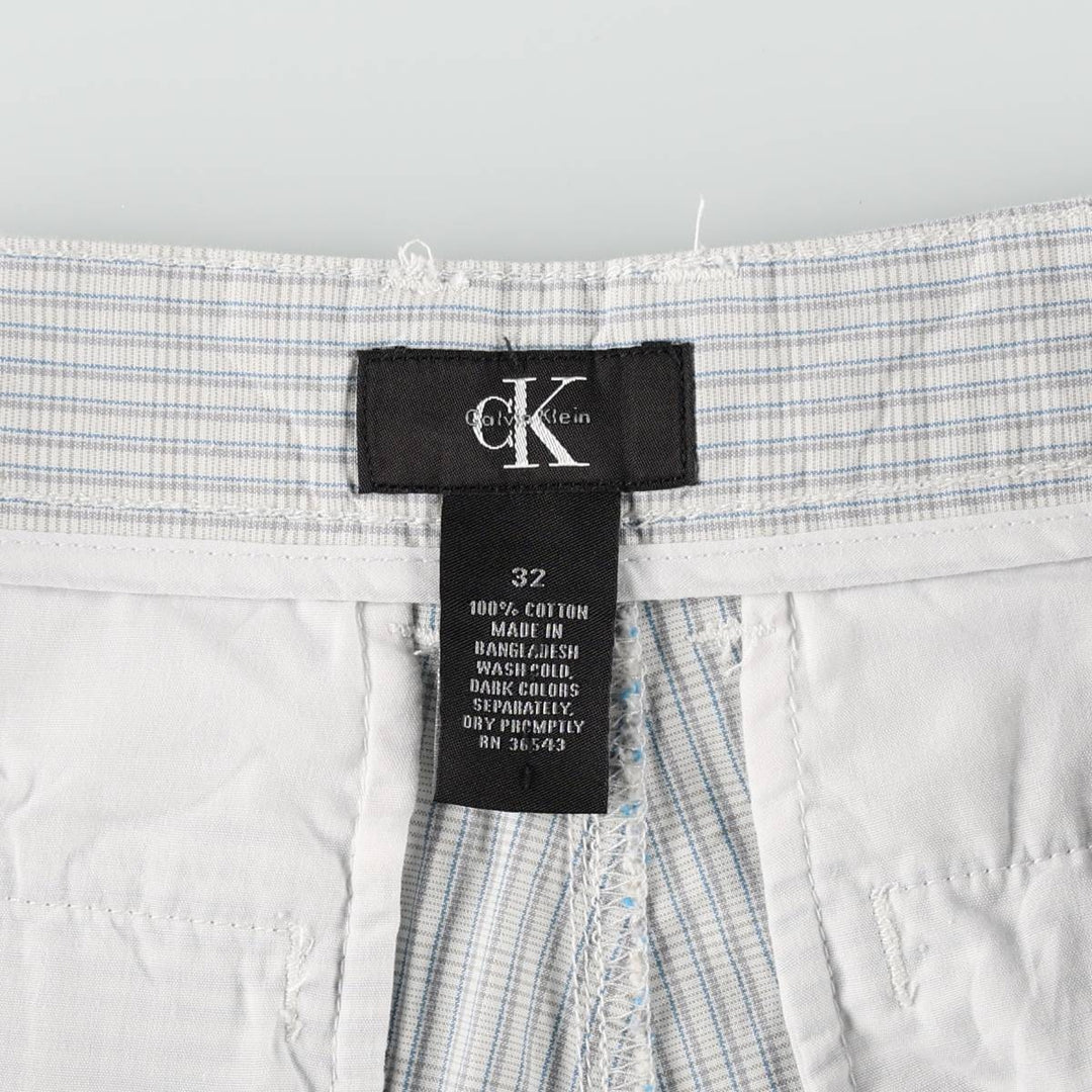 90s-00'S Calvin Klein Check Pattern Cargo Shorts, Men's Size W34 (approx.), Vintage cotton white type Vintage Second Hand