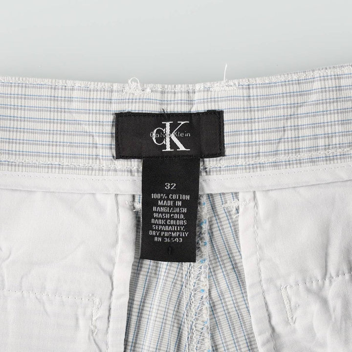 90s-00'S Calvin Klein Check Pattern Cargo Shorts, Men's Size W34 (approx.), Vintage cotton white type Vintage Second Hand