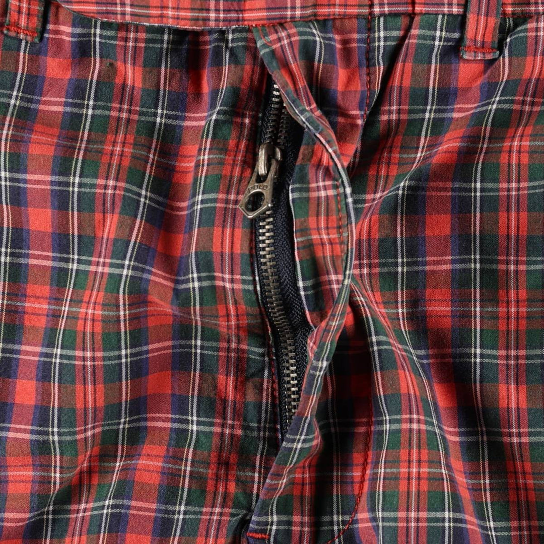 Ralph Lauren POLO by Ralph Lauren Check Pattern Cotton Shorts, Men's Size W34 (approx.) cotton red type Vintage Second Hand