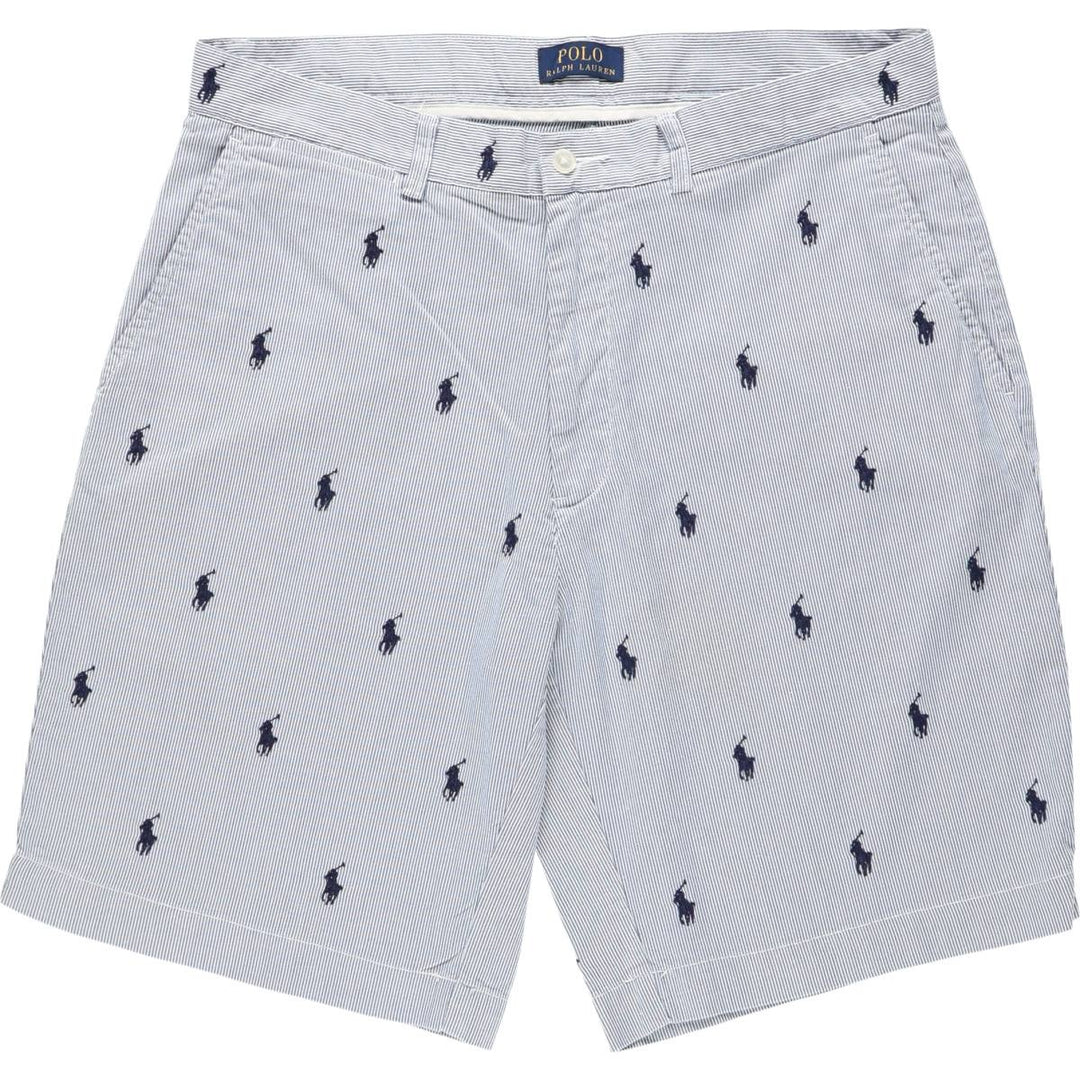 Ralph Lauren POLO RALPH LAUREN Stripe Pattern Cotton Shorts, Men's Size W34 (approx.) cotton blue type Vintage Second Hand