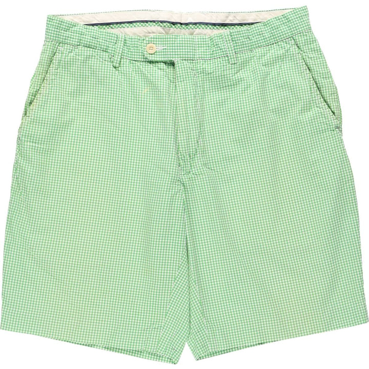 Ralph Lauren POLO by Ralph Lauren gingham check cotton shorts, men's size W34 (approx.) cotton green type Vintage Second Hand