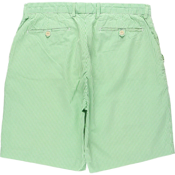 Ralph Lauren POLO by Ralph Lauren gingham check cotton shorts, men's size W34 (approx.) cotton green type Vintage Second Hand
