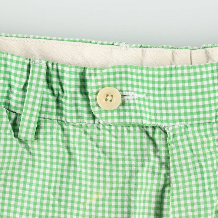 Ralph Lauren POLO by Ralph Lauren gingham check cotton shorts, men's size W34 (approx.) cotton green type Vintage Second Hand