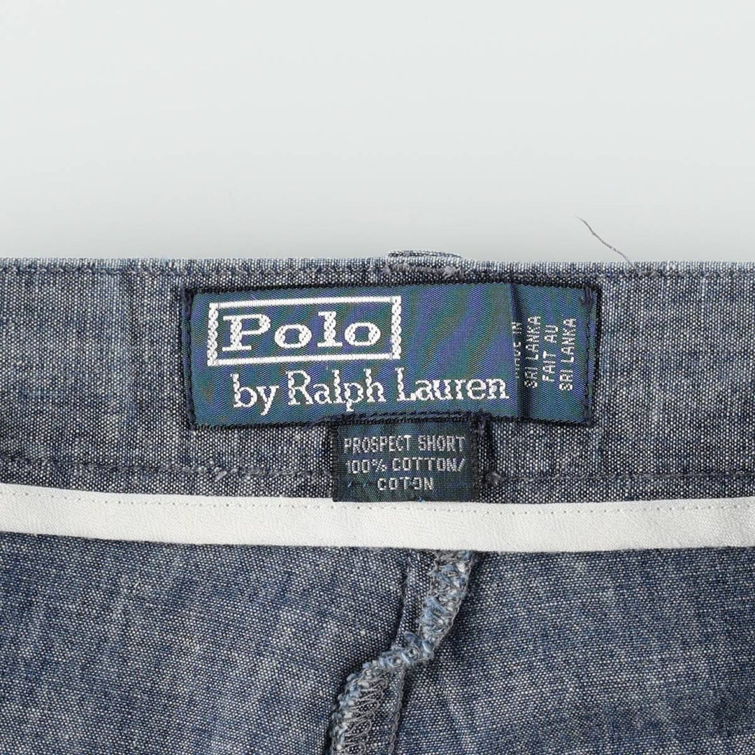 Ralph Lauren POLO by Ralph Lauren PROSPECT SHORT Chambray Cotton Shorts (Men's size W37 equivalent) cotton Navy blue Vintage Second Hand