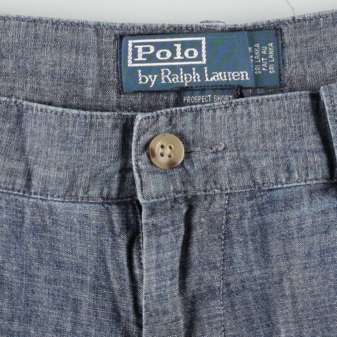 Ralph Lauren POLO by Ralph Lauren PROSPECT SHORT Chambray Cotton Shorts (Men's size W37 equivalent) cotton Navy blue Vintage Second Hand