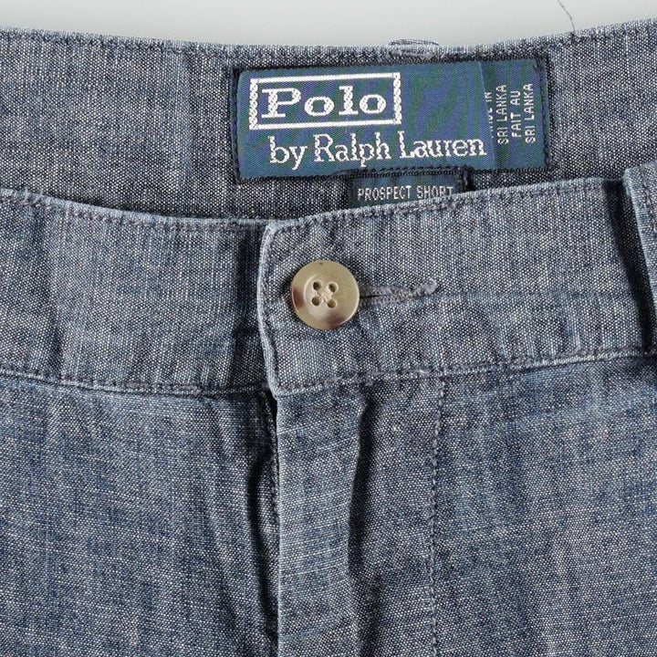 Ralph Lauren POLO by Ralph Lauren PROSPECT SHORT Chambray Cotton Shorts (Men's size W37 equivalent) cotton Navy blue Vintage Second Hand
